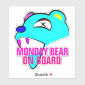 Sticker Lundi Ours à bord du pare-chocs (Feuille)