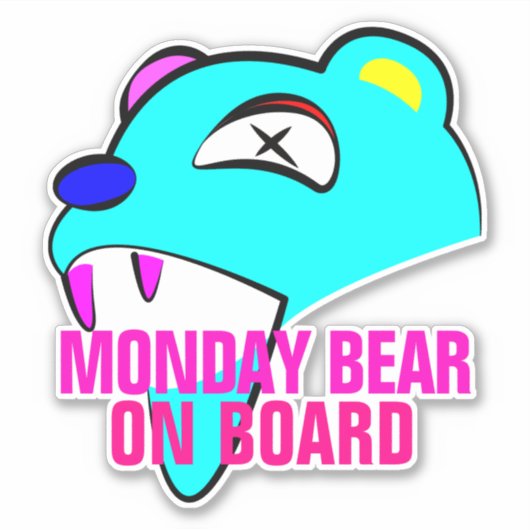 Sticker Lundi Ours à bord du pare-chocs (Devant)