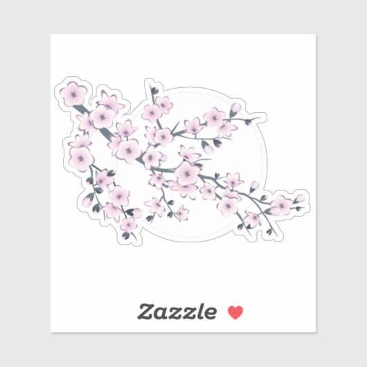 Sticker Lune blanche cerise en fleurs (Feuille)