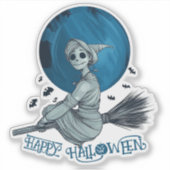Sticker Lune bleue et sorcière (Devant)