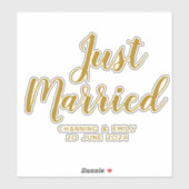 Sticker Lune de miel personnalisée mariée récemment (Feuille)