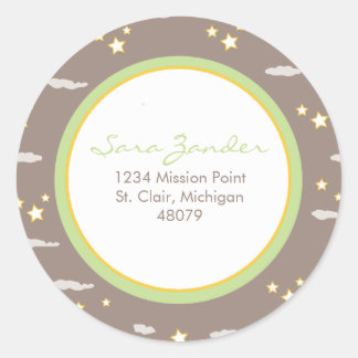 Sticker Lune et Étoiles Étiquette de adresse/Favor