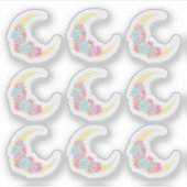 Sticker Lune et succulents Pastel Boho Chic Floral Cactus (Devant)