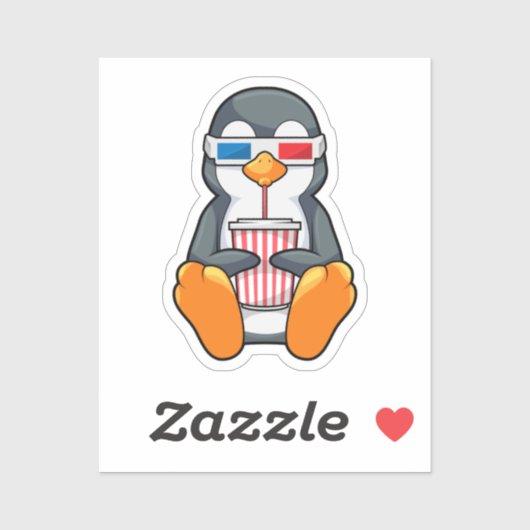 Sticker Lunettes de cinéma Penguin Coupe de boisson (Feuille)