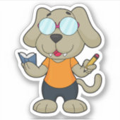 Sticker Lunettes de livre Nerd de chien (Devant)