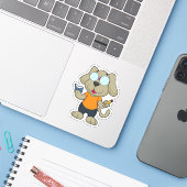 Sticker Lunettes de livre Nerd de chien (Ordinateur portable avec iPhone)