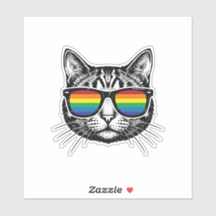 Sticker Lunettes de soleil arc-en-ciel vintage Chat Fière