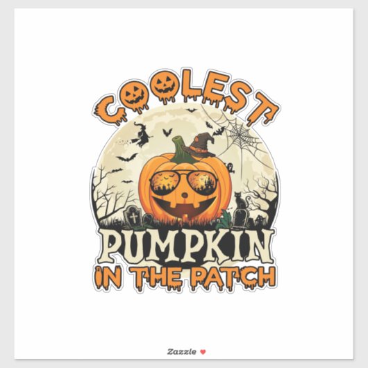 Sticker Lunettes de soleil Coolest Pumpkin Patch Chapeau d (Feuille)