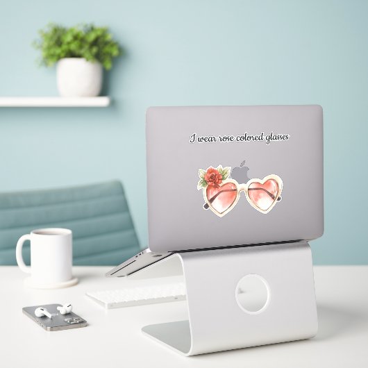 Sticker Lunettes de soleil de couleur rose (Ordinateur portable sur le bureau)