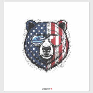 Sticker Lunettes de soleil de l'ours patriotique Vintage V