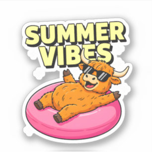 Sticker Lunettes de soleil de vache highland aux vibes est