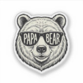 Sticker lunettes de soleil Papa Bear Vector Design de tête (Devant)