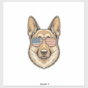 Sticker Lunettes de soleil patriotiques Berger allemand Ar