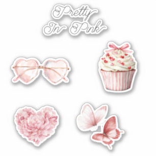 Sticker Lunettes de soleil Pretty in Pink Heart 