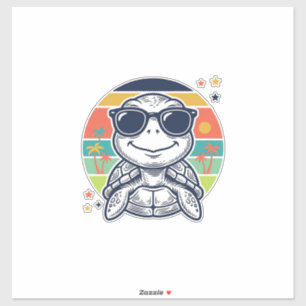 Sticker Lunettes de soleil tortue tropicale vintage Beach