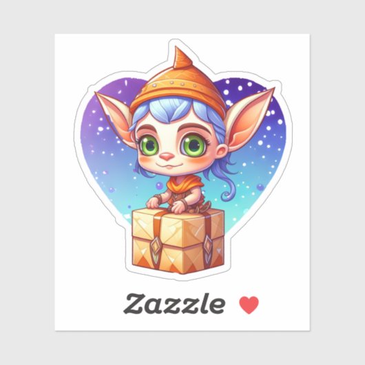 Sticker Lutin de Noël avec fond enneigé (Feuille)
