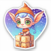 Sticker Lutin de Noël avec fond enneigé (Devant)