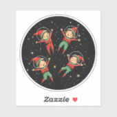 Sticker Lutins de Noël dans l'espace (Feuille)