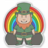 Sticker Lutrin chanceux avec pot d'or arc-en-ciel (Devant)