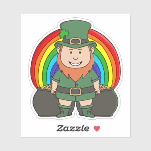 Sticker Lutrin chanceux avec pot d'or arc-en-ciel (Feuille)