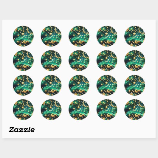 Sticker - Luxury Emerald Celestial Moon Design (Feuille)