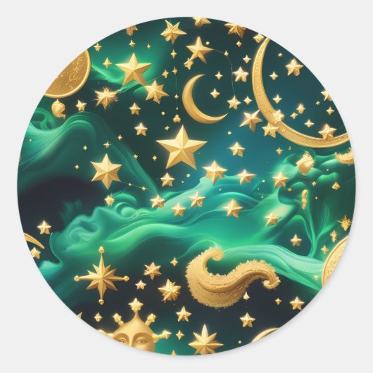 Sticker - Luxury Emerald Celestial Moon Design (Devant)