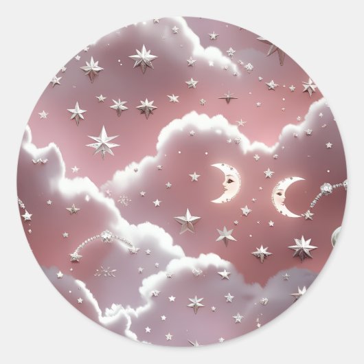 Sticker – Luxury Quartz Pink Celestial Moon (Voorkant)