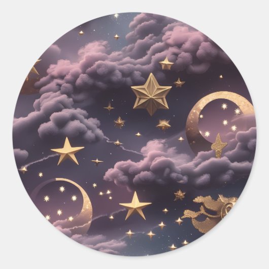 Sticker - Luxury Smoky Plum Celestial Moon Design (Voorkant)