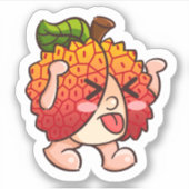 Sticker lychee aux fruits malicieux (Devant)