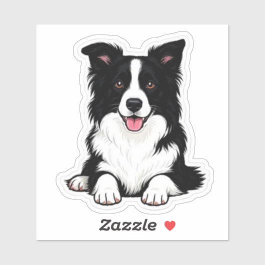 Sticker Lying Border Collie (Feuille)