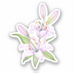 Sticker Lys blancs bouquet, fleurs d'aquarelle
