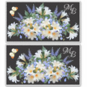 Sticker Lys blancs et fleurs de veronica bleue Monogramme (Devant)
