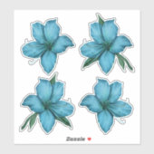 Sticker Lys bleus peints (Feuille)