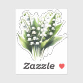 Sticker Lys de la Vallée Fleur Joli Jardin Aquarelle (Feuille)