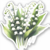 Sticker Lys de la Vallée Fleur Joli Jardin Aquarelle (Recto)