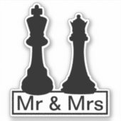 Sticker M. Et Mme King Et Mariage Des Pièces D'Échecs Quee (Devant)