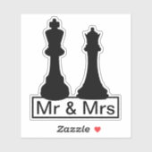 Sticker M. Et Mme King Et Mariage Des Pièces D'Échecs Quee (Feuille)