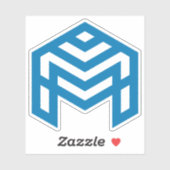 Sticker M Géométrique Abstrait Bleu (Feuille)