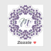 Sticker M Initiale Unique & Bizarre Fleurs Boho Plutôt (Feuille)