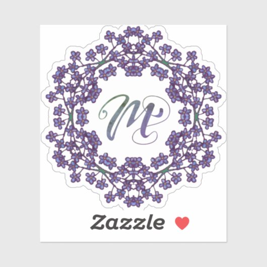 Sticker M Initiale Unique & Bizarre Fleurs Boho Plutôt (Feuille)