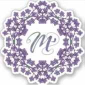 Sticker M Initiale Unique & Bizarre Fleurs Boho Plutôt (Devant)