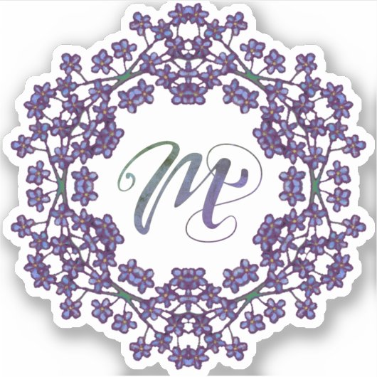 Sticker M Initiale Unique & Bizarre Fleurs Boho Plutôt (Devant)