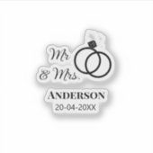 Sticker M. & Mme ajouter nom de famille date année mariage (Devant)