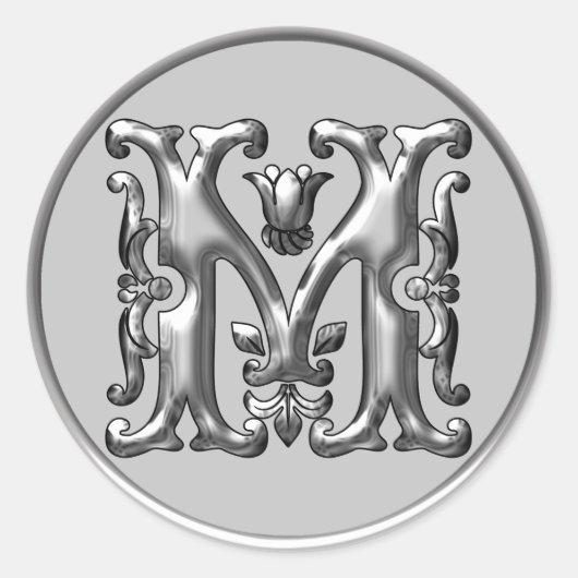 Sticker M rond initial en argent (Devant)