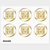 Sticker M rond initial en or (Feuille)