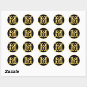 Sticker M rond initial en or (Feuille)