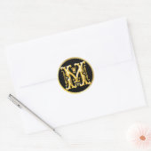 Sticker M rond initial en or (Enveloppe)