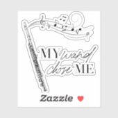 Sticker Ma baguette M'a choisi Flûte Noir & Blanc Citation (Feuille)