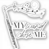 Sticker Ma baguette M'a choisi Flûte Noir & Blanc Citation (Devant)