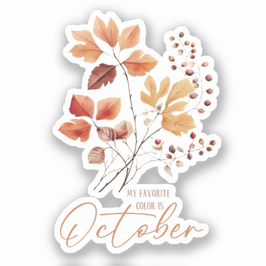 Sticker Ma Couleur Préférée Est Octobre - Feuilles D'Autom (Recto)